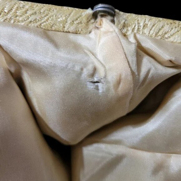 MCM Vintage Gold Jacquard Evening Bag Clutch Purse Mid-Century Rhinestones - Picture 13 of 13